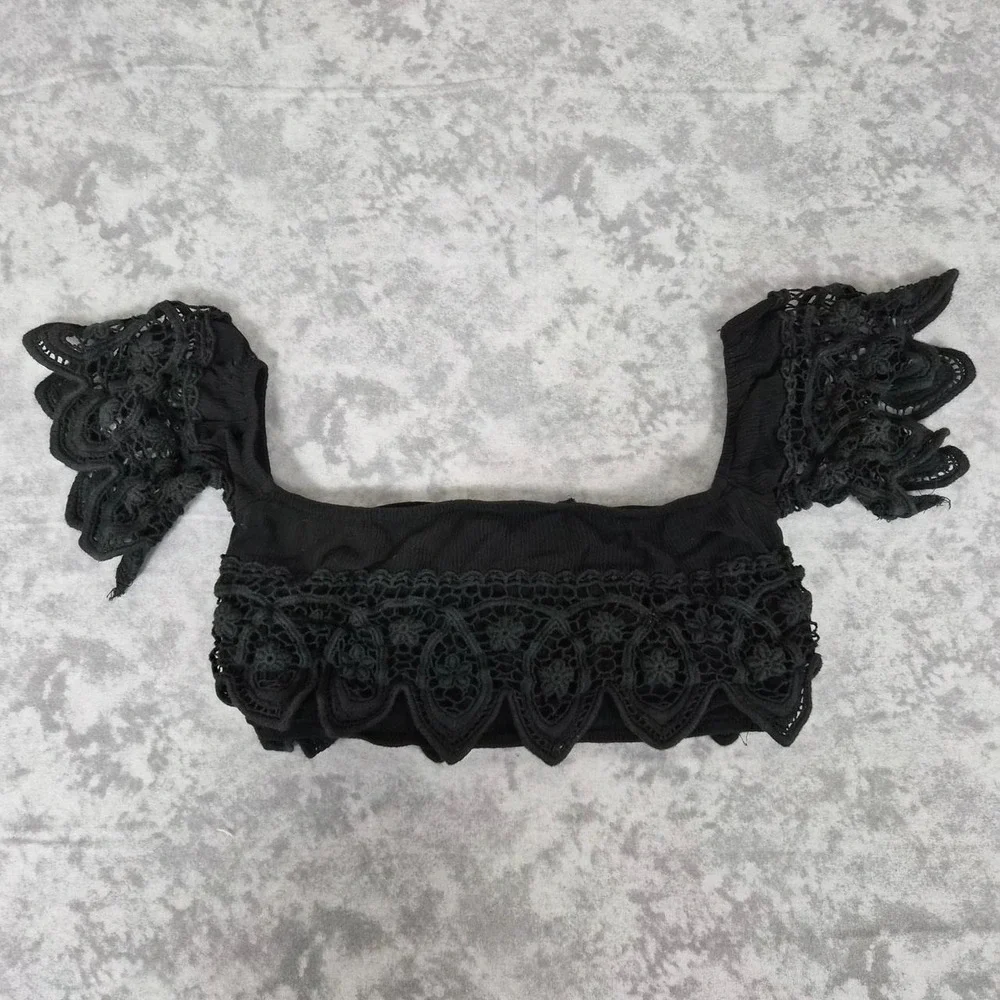 Cotton Candy Crochet Lace Crop Top Women Small Dark Coquette Whimsigoth Festival